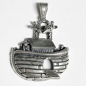 Vintage 925 sterling silver GSJ stamped Noah’s Ark pendant 1.5”